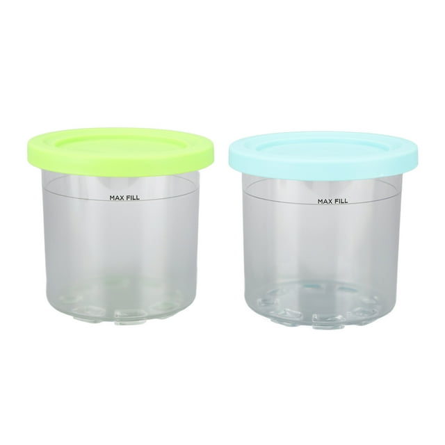 2 Pcs Tasses de Pintes de Crème Glacée 600ml Contenant de Crème Glacée Bocal de Rangement pour Ninja NC299AMZ NC300s Bleu et Vert