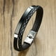 thumbnail image 1 of Delysia King-pulsera tejida de cuero para hombre, brazalete de acero inoxidable con contraste de Color, a la moda, 2021, 1 of 4