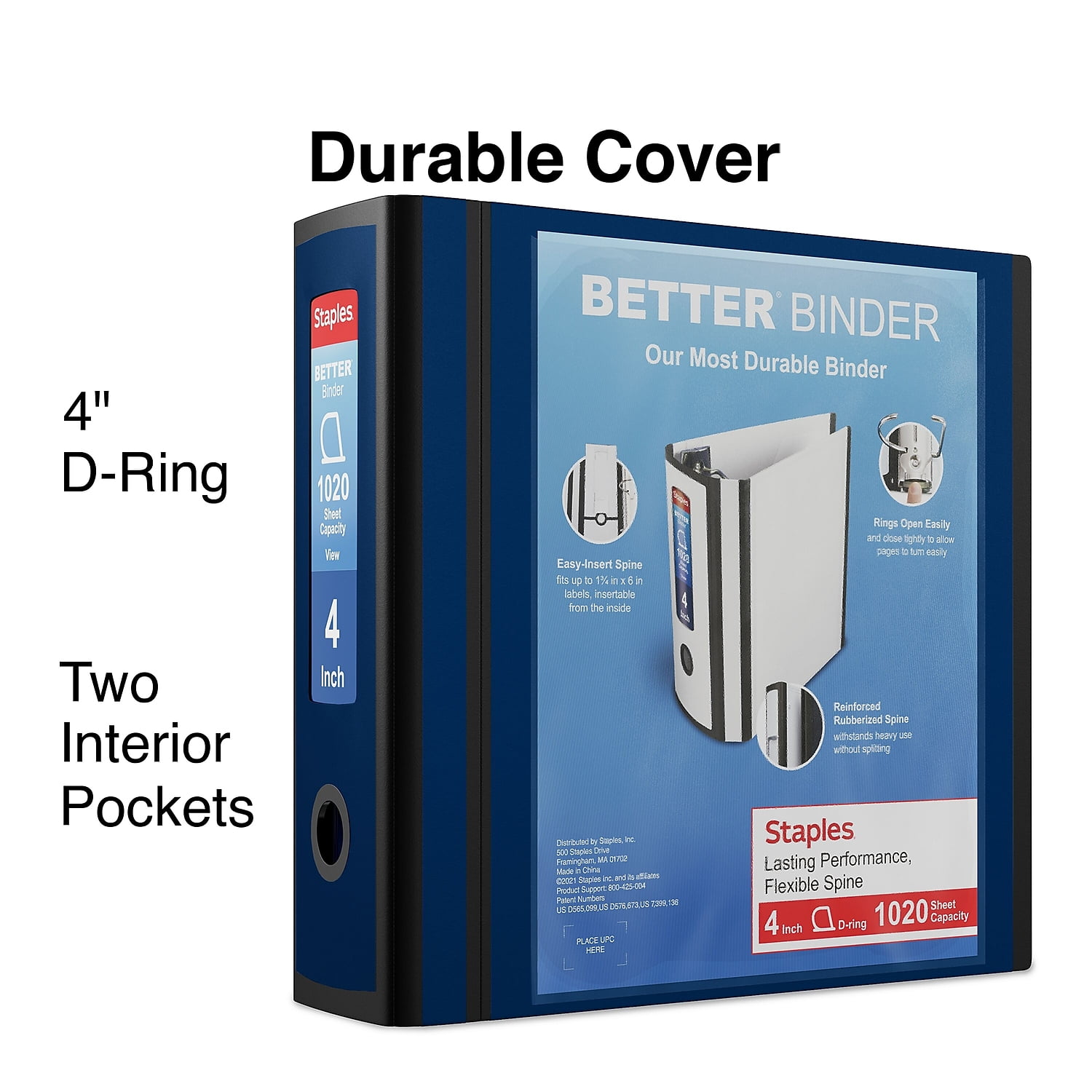 Staples Better 4-inch 3 Ring View Binder Blue 1618290