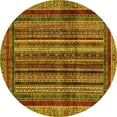 thumbnail image 1 of Ahgly Company Machine Washable Indoor Round Abstract Yellow Modern Area Rugs, 4' Round, 1 of 4