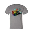 thumbnail image 2 of Wild Bobby, Colorful Rainbow Moose Head Wildlife Animal Lover Men's Graphic T-Shirt, Heather Grey, Medium, 2 of 3