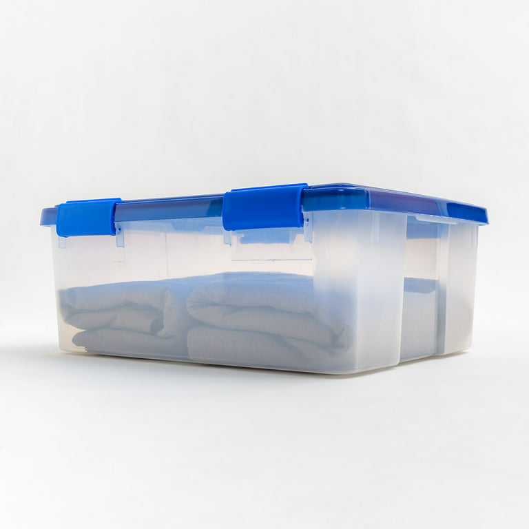 Iris 156 Quart Weatherpro Clear Plastic Storage Box in Blue