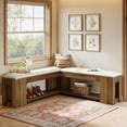 thumbnail image 4 of Tribesigns 47" L-Shaped Corner Bench with Cushion, Farmhouse Breakfast Nook Bench, Wood Storage Bench for Kitchen, Dining Room & Entryway, Rustic Brown, 4 of 7
