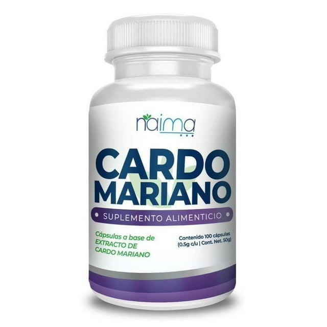 Suplemento Alimenticio Cardo Mariano Naima Lab 100 cápsulas de 500 mg Salud hepática