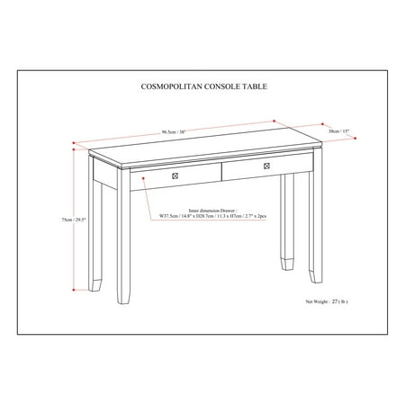 Simpli Home - Cosmopolitan Console Sofa Table - Mahogany Brown