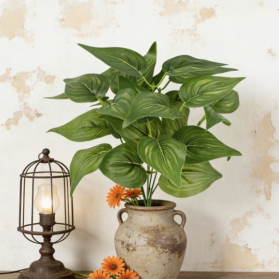 Taicans 12in Realistic Artificial Syngonium Plant - Variegated Arrowhead Vine Faux Greenery for Home office Table Decor,Maintenance-Free Fake Tropical Foliage Bush