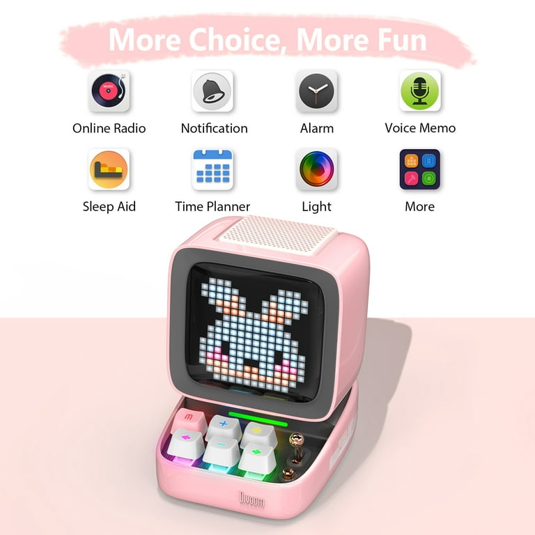 Divoom Ditoo Pixel Art Gaming Portable Bluetooth Speaker with 16*16 LED  Display APP Control , 15W , Pink
