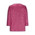 thumbnail image 5 of VBVC Women's Sequin Crew Neck Top,Laides Sparkly 3/4 Sleeve Shirt,Glitter Party Blouse For Women,Hot Pink,Size L, 5 of 6