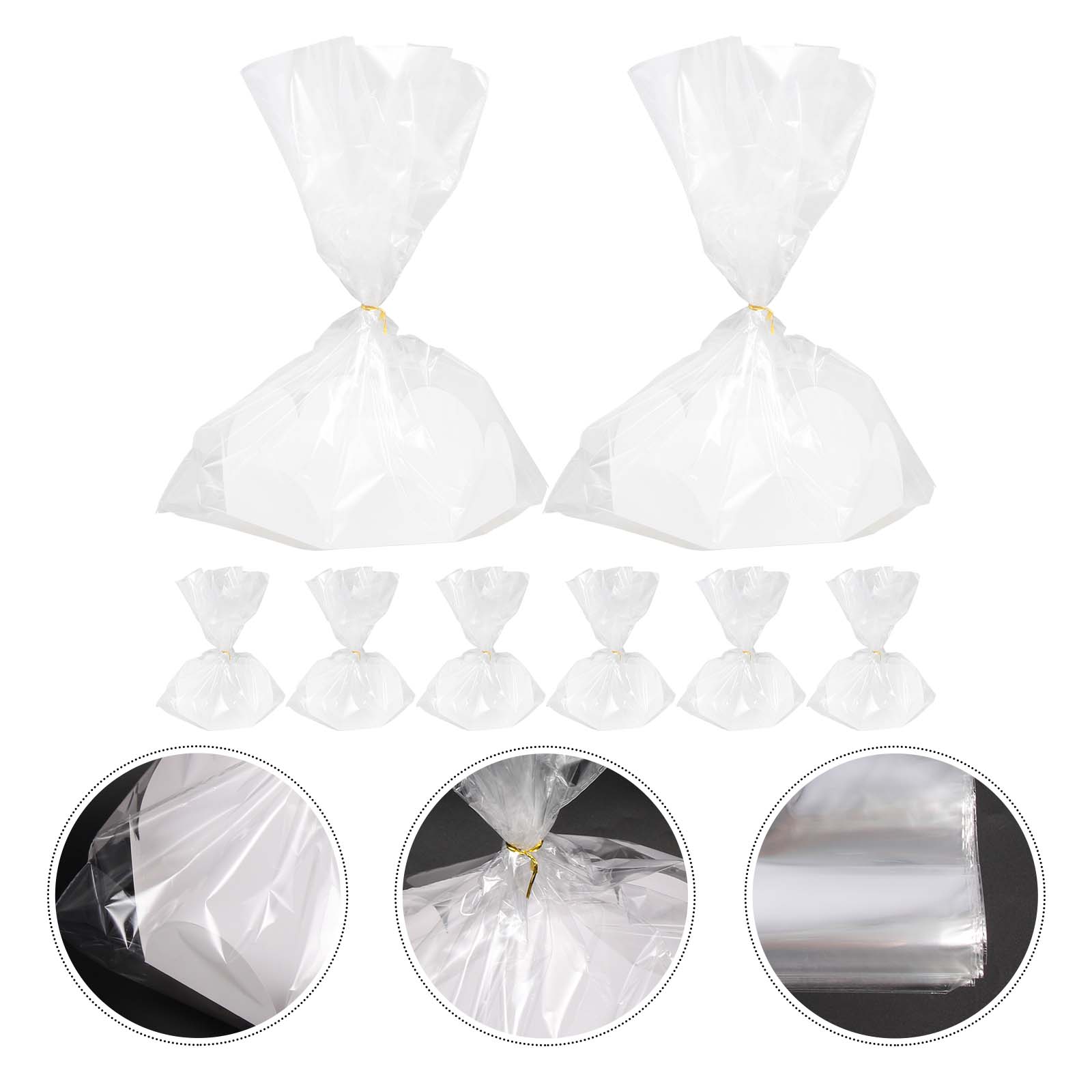 10pcs Slogan Graphic Packaging Bag, Portable Clear Cake Bag For Baking