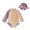 Khaki, variant on UPF 50+ Long Sleeve Hooded Swimsuit For Toddler Girls Color Block Design Full Body Rash Guard Protective Swimwear