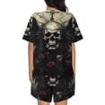 thumbnail image 6 of Fuzoiu Vintage Winged Rose Skull Print Women's Short-Sleeved Pajama Set,Lounge Sleepwear Set,Womens Pajama Sets 2 Piece,Button-Up Top and Shorts with Pockets-Medium, 6 of 7