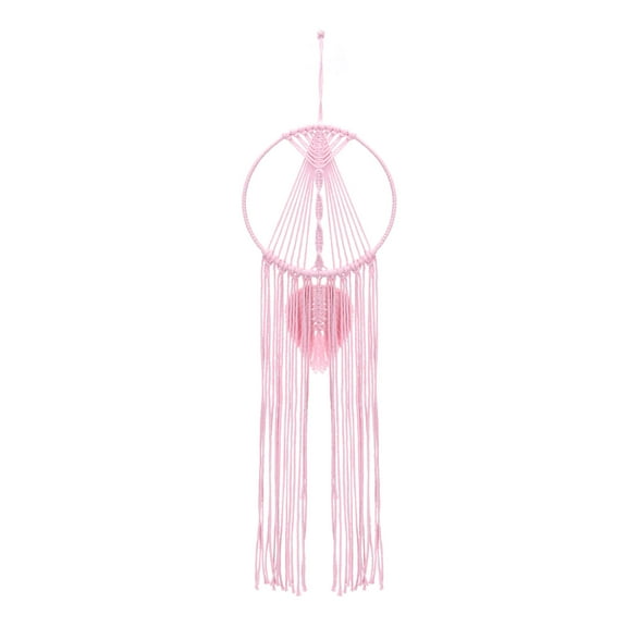 Uxcell 80 cm Iron Ring Macrame Dream Catchers Handmade Woven Cotton Dream Catcher for Decoration Pink