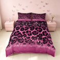 thumbnail image 3 of Homewish Pink Cheetah Printed Duvet Cover Queen for Girls, Princess Glitters Print Queen Bedding, Pink Reversible, 3pcs 1 Duvet Cover and 2 Pillowcases, 3 of 6