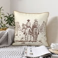 thumbnail image 6 of Xecao Two Cowboys Riding Horses In The Desert Print Soft Velvet Decorative Throw Pillow Covers, Square Cushion Cases for Bed, Sofa, Living Room, Car, and Indoor Outdoor Use-16"x16", 6 of 8
