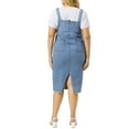 thumbnail image 3 of Agnes Orinda Women's Plus Size Adjustable Strap Back Slit Overall Bodycon Jean Denim Midi Dresses 2X Light Blue, 3 of 7