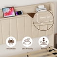 thumbnail image 5 of Soscana Bed Frame with Upholstered Headboard, Queen Size Bed Frame with Storage Shelf and Adjustable Feet,Easy to Assemble,Non-Slip Without Noise, 5 of 9