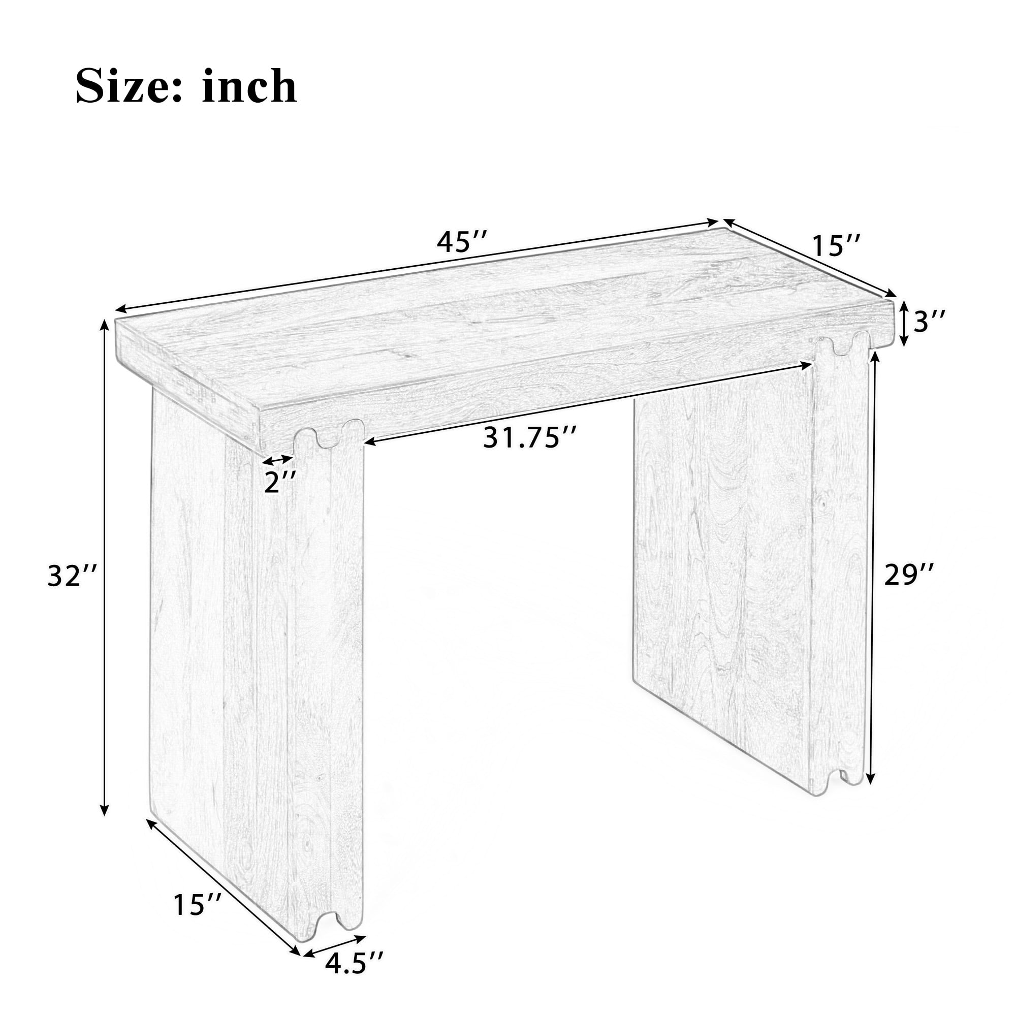 EUROCO 45" Console Table,Narrow Foyer Tables for Entrance, Hallway, Living Room,Honey