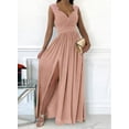 thumbnail image 6 of Womens 2024 Formal Dresses Wrap V-Neck Ruched Sexy Bridesmaid Wedding Guest Maxi Dresses, 6 of 7