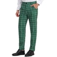 thumbnail image 5 of Unique Bargains Men's Checked Pattern Suit Pants Flat Front Plaid Dress Pants 36 Dark Green, 5 of 6