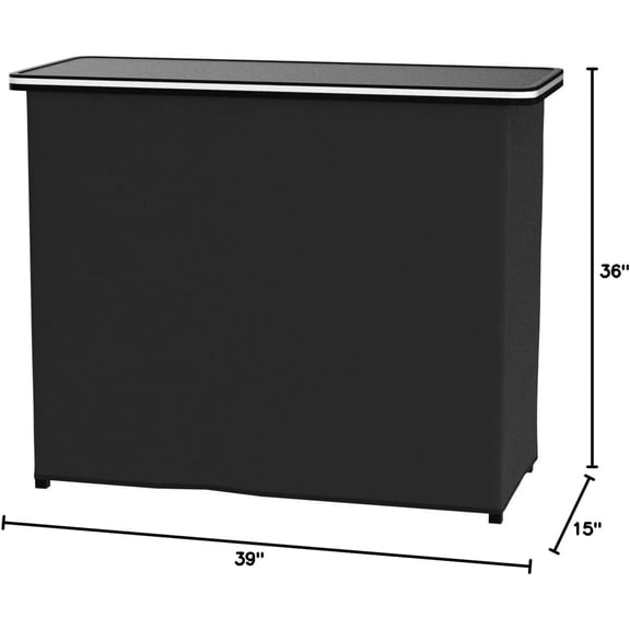 Portable LED Bar Table with Black Skirt - Mobile Bartending Station for Events
