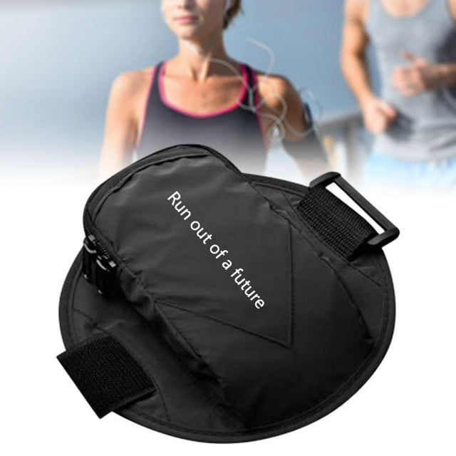 Brazalete deportivo de poliéster con cremallera para teléfono de running, versátil, para llaves de coche, para teléfonos de menos de 6,5 pulgadas, Negro