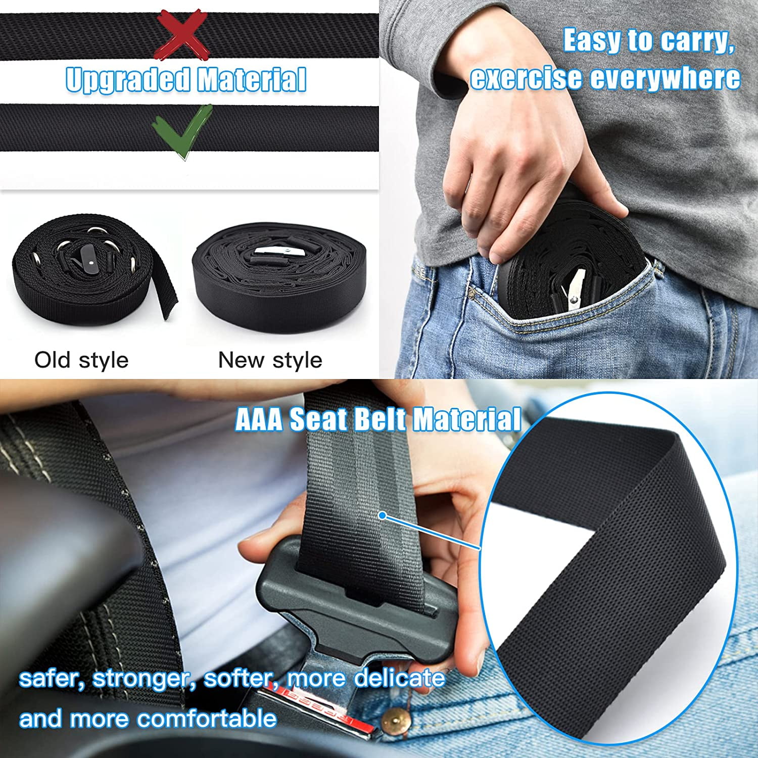 Brebebe Nylon Door Anchor Strap for Resistance Exercise, Resistance Bands  Portable Home Gym.Punching-Free