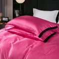 thumbnail image 3 of Move Over Hot Pink Satin Duvet Cover Set King Black Ruffle Pattern Satin Bedding Set No Filling, 3 of 8