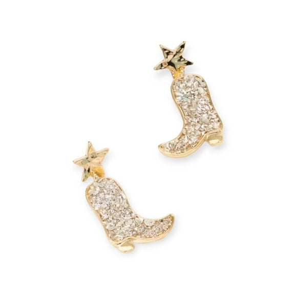 The Light Go Out Glitter Cowgirl Boots Fashion Earrings