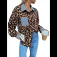 thumbnail image 2 of Blusas de Larga con Estampado de Leopardo A Rayas para Mujer, Camisas con Cuello Abotonado y Estampado de Guepardo. Estampado de Leopardo XL, 2 of 8