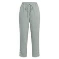 thumbnail image 7 of Oksale Lightweight Pants for Women Petite Breathable Cozy Elastic Waisted Cotton Linen Pants with Pockets Loose Straight Leg Ankle Summer Pants 2026 Gray 2XL, 7 of 7