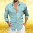 thumbnail image 2 of XIAOCHA Men's Sparkly Party Shirt Collared Long Sleeve Button Up Glitter Print Blouse Eye-Catching Casual Going Out Top, 2 of 4