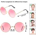 thumbnail image 2 of 10 Paires Lunettes De Soleil Rondes Hippie Lunettes De Soleil Rondes Multicolores De Style John Des Annes 60 (cuadro Or), 2 of 5
