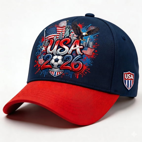 USA 2026 Home Soccer Hat USA 2026 Soccer Patriotic Baseball Cap Flag Statue Sports Hat Game Day Fan Accessories