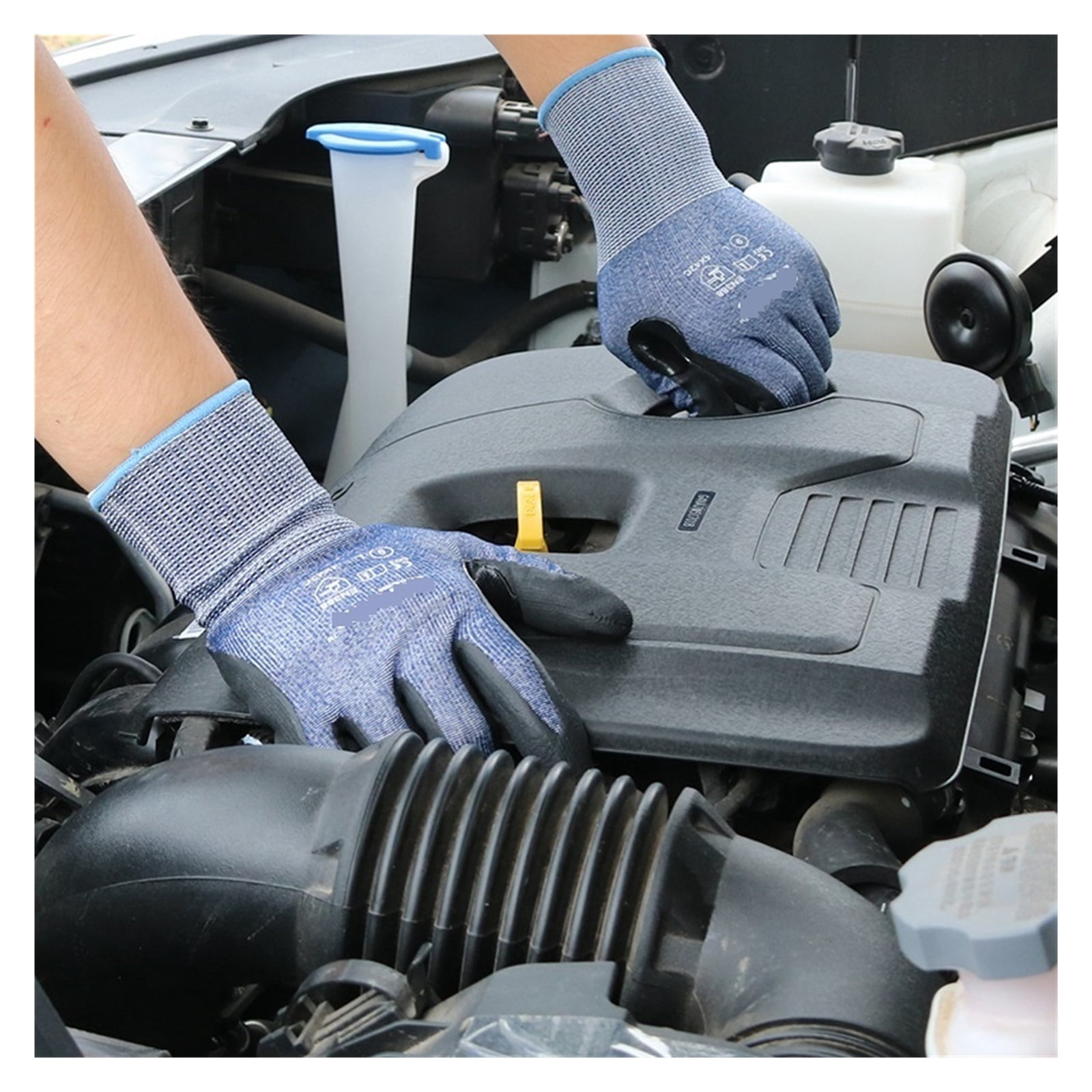 Cut Resistant Gloves Security Protection Work Gloves Anti-cut Level 5 GMG Blue Automotive Mechanic Strong Working Nitrile Gloves