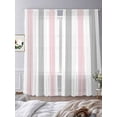 thumbnail image 4 of Pink Grey Striped Semi Sheer Curtains 108 Inch Length 2 Panels Set, Geometric Vertical Stripes Minimalist Sheer Kitchen Curtain Privacy Voile Window Curtain for Living Room Bedroom Rod Pocket Drapes, 4 of 7