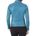 thumbnail image 2 of New Women Genuine Blue Lambskin Real Leather Jacket Ladies Slim Fit Biker Coat W565, 2 of 3