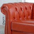 thumbnail image 5 of Chesterfield Faux Leather Sofa, 1 Seater Upholstered Tufted Single Couch with Removable Cushions Rubber Wood Legs for Living Room Bedroom Apartment, 5 of 15