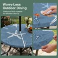 thumbnail image 5 of Round Outdoor Tablecloth with Umbrella Hole and Zipper, Vintage Indigo Blue Starfish Tablecloth with Elastic Waterproof, Summer Coastal Beach Marine Life Patio Table Covers for 36" - 44" Pool Tables, 5 of 9