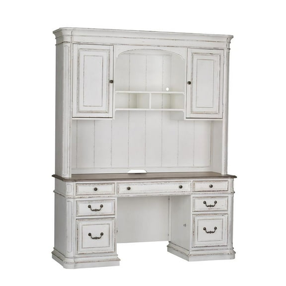 Liberty Furniture INDUSTRIES Magnolia Manor Credenza & Hutch, W66 x D22 x H83, White