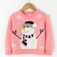 thumbnail image 2 of Sweater for Girls Size 2-3 Years Christmas Cartoon Snowman Prints Long Sleeve Warm Knitted Pullover Crew Neck Pink Kids Clothing, 2 of 4
