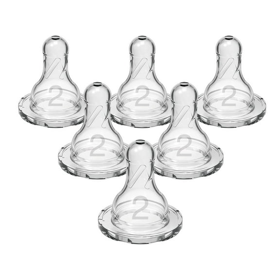 Level 2 Narrow Baby Bottle Silicone Nipple, Medium Flow - 6pk - 3m 