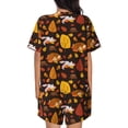 thumbnail image 6 of Daiia Autumn Forest Small Animals Lazy Pattern Womens Pajama Sets Short Sleeve Pajamas for Women Sets Soft Lounge Sets Casual Round Neck Sleepwear PJS-X-Large, 6 of 7
