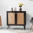 thumbnail image 2 of NUU GARDEN Buffet Cabinet with Storage, Storage Cabinet with Rattan Decor Doors, Buffet Rattan Cabinet, Storage Sideboard Cabinet, Credenza Sideboard for Kitchen, Hallway, Living Room, Black, 2 of 9