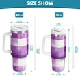 thumbnail image 6 of Yayeee 40oz Stainless Steel Tumbler with Straw and Handle Double-Wall Insulated Travel Water Bottle, Purple and White Pattern, 6 of 8