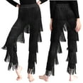 thumbnail image 1 of TiaoBug Womens Tassels Latin Dance Pants Ballroom Rumba Tango Salsa Practice Performance Pants Black S, 1 of 7