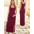 thumbnail image 2 of Split Maternity Dress Sleeveless Long Pregnancy Dress Ruched Maternity Clothes for Women, 2 of 5