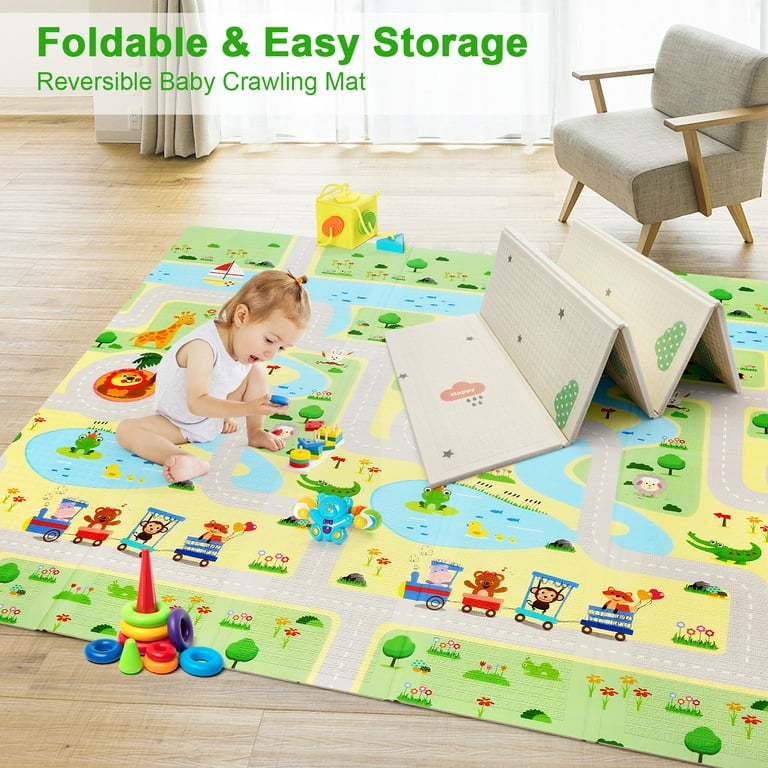 Baby Play Mat, Floor Crawling Educational Double Sided Waterproof