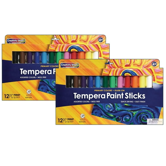 Creativity Street Glide-On Tempera Paint Sticks Assorted Color 12/Pack 2 Packs (PACAC9911-2)