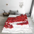 thumbnail image 5 of Honeii Red Maple Leaf Print Fleece Blanket - Throw Blanket for Bed, Sofa, Couch, Camping, and Travel , Microplush Ultra Soft Warm Blanket-80"x60", 5 of 7