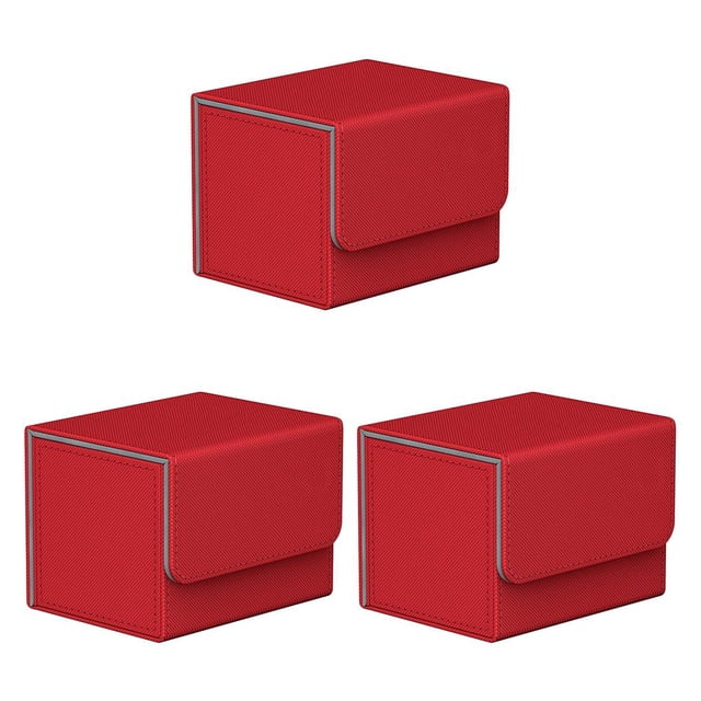 Vogacara Caja de almacenamiento de tarjetas comerciales Organizador portátil de gran capacidad Estuches para juegos Protectores Contenedor universal Rojo 3piezas Vogacara CBP255155